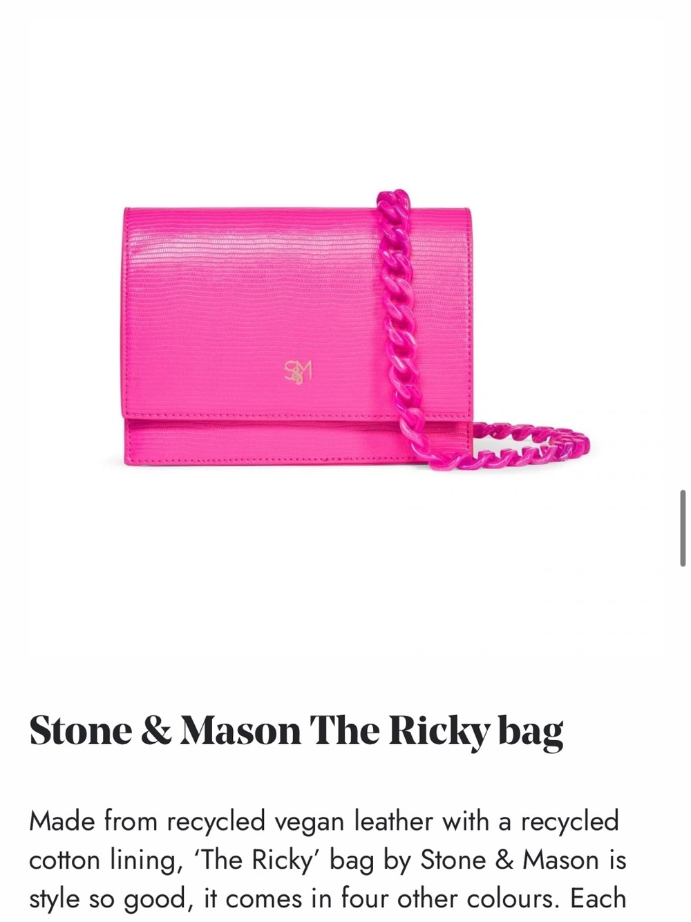 Stone & Mason Vegan Hot Pink Women's Shoulder Bag